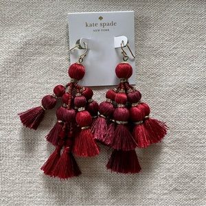 kate spade pretty poms tassel statement earrings (defect!)